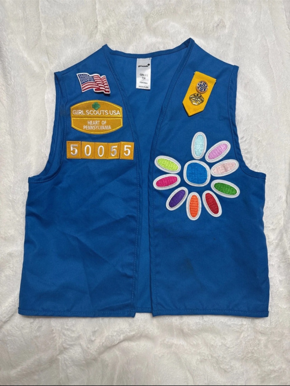 Girl Scouts Daisy official blue uniform vest Size US Girls S.